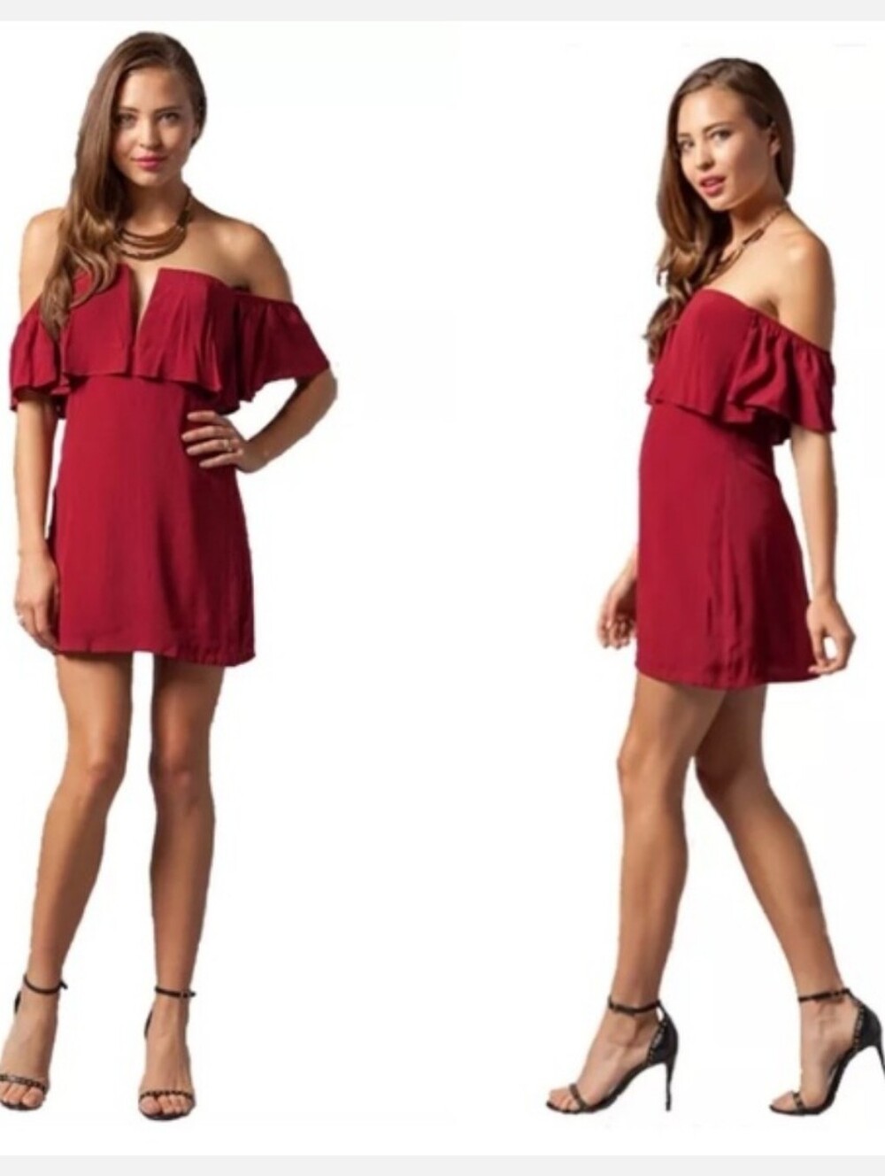 NWOT Lovers And Friends Primrose Wine Red Off Shoulder Mini Dress Large